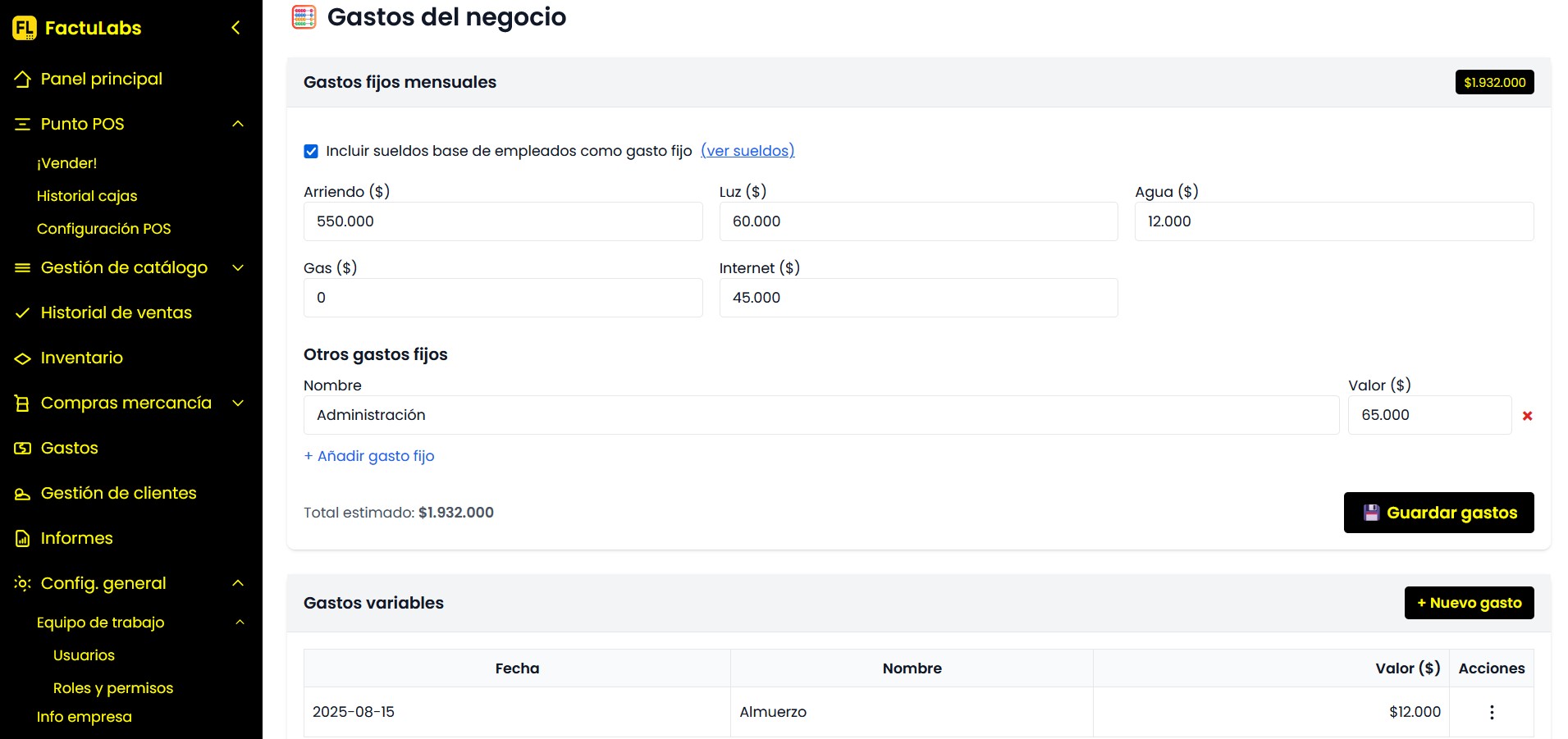 Gastos fijos y variables